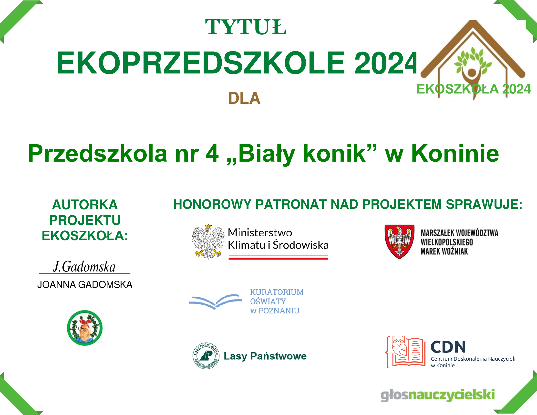 Tytuł EKOPRZEDSZKOLE 2024