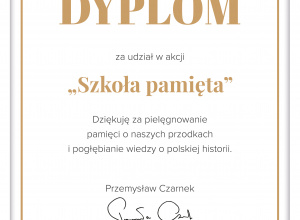 Podziękowanie za udział w akcji Szkoła Pamięta