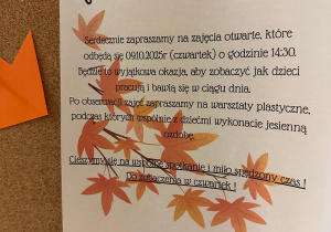 Jesienne zajęcia otwarte i warsztaty