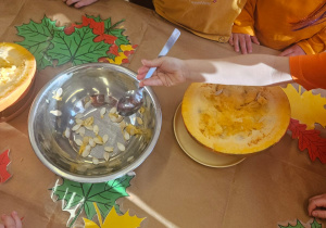 Zajęcia koleżeńskie "Na dyniowej grządce" w grupie II i VII