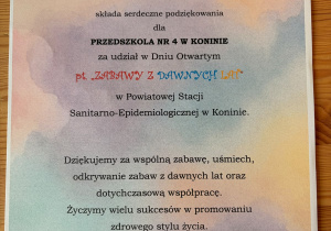 "Zabawy z dawnych lat" - dzień otwarty w Powiatowej Stacji Sanitarno - Epidemiologicznej w Koninie - gr.X