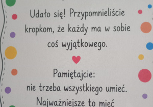 „Wyprawa do Krainy Kropek – mam odwagę próbować!” - grupa VIII