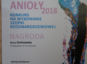 Nagroda w konkursie na najpiękniejszą szopkę bożonarodzeniową - Anioły 2018